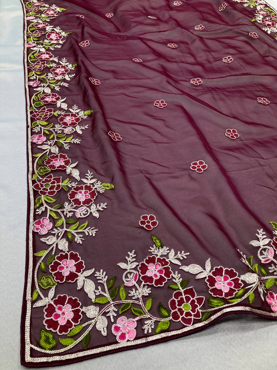 Attractive Designer Premium Tibby Silk Saree.