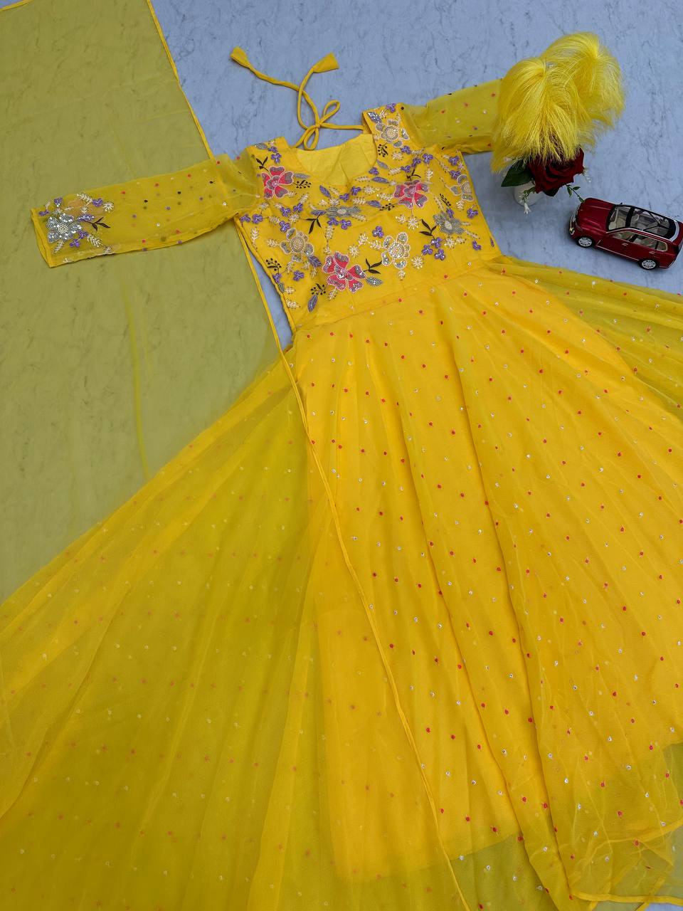 Haldi Functions Special New Trendy Yellow Gown Collection.