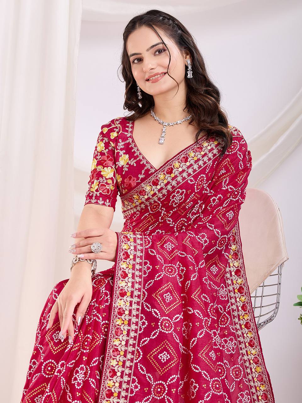 Latest Designer New Vichitra Silk Saree Collection.