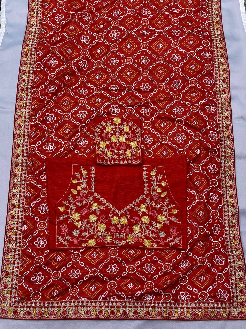 Wedding Wear Special Red Vichitra Silk Saree Collection.