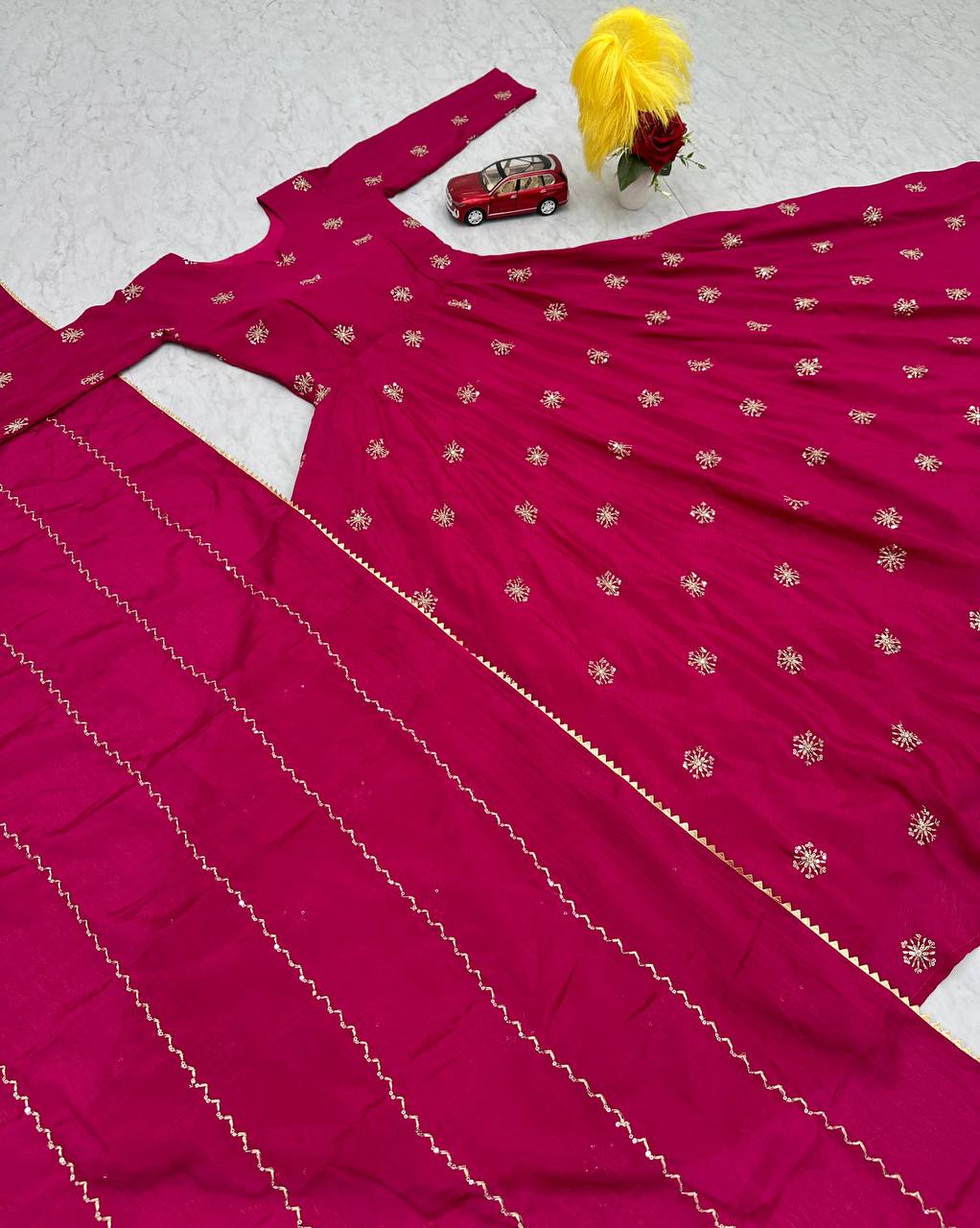 Beautiful Pink Chinon Gown Collection.