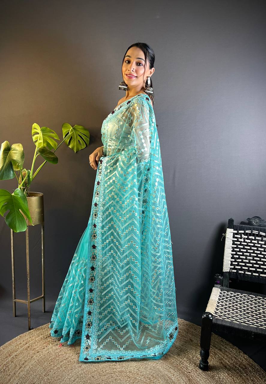Amazing Designer Party Wear Butterfly Net Saree Collection.