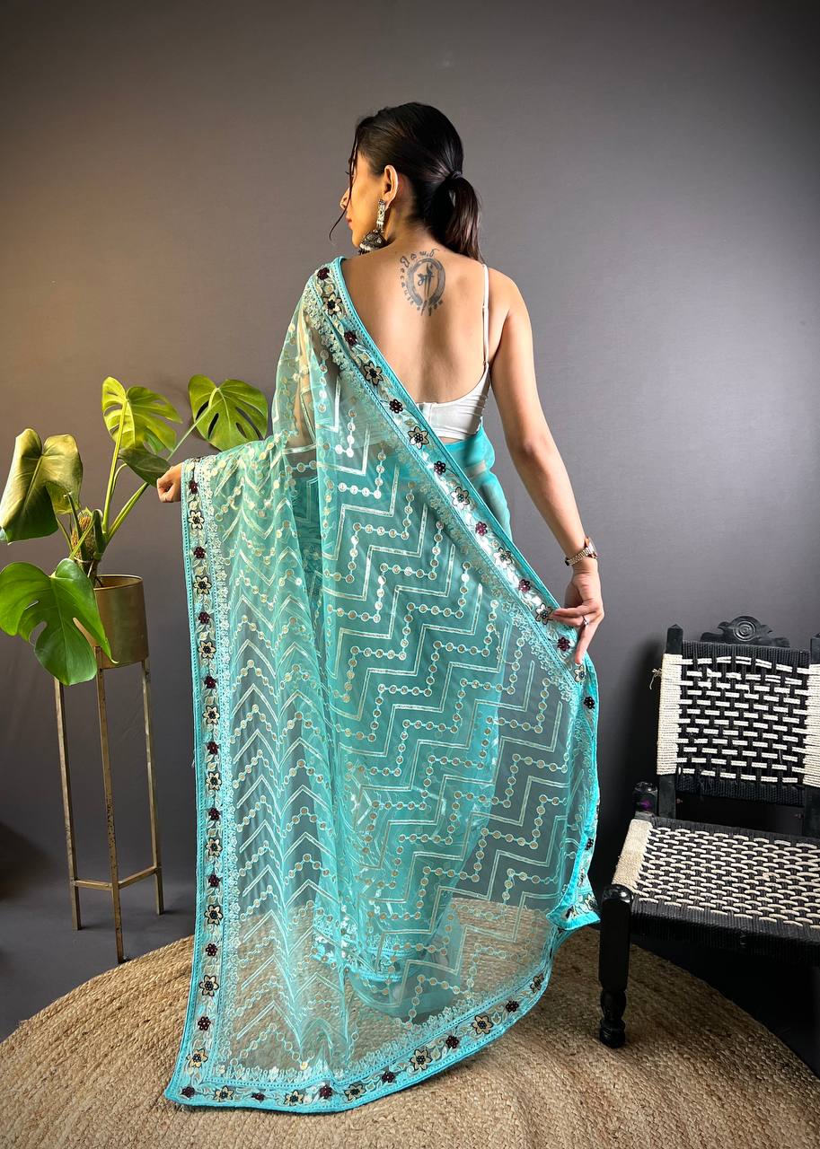 Amazing Designer Party Wear Butterfly Net Saree Collection.