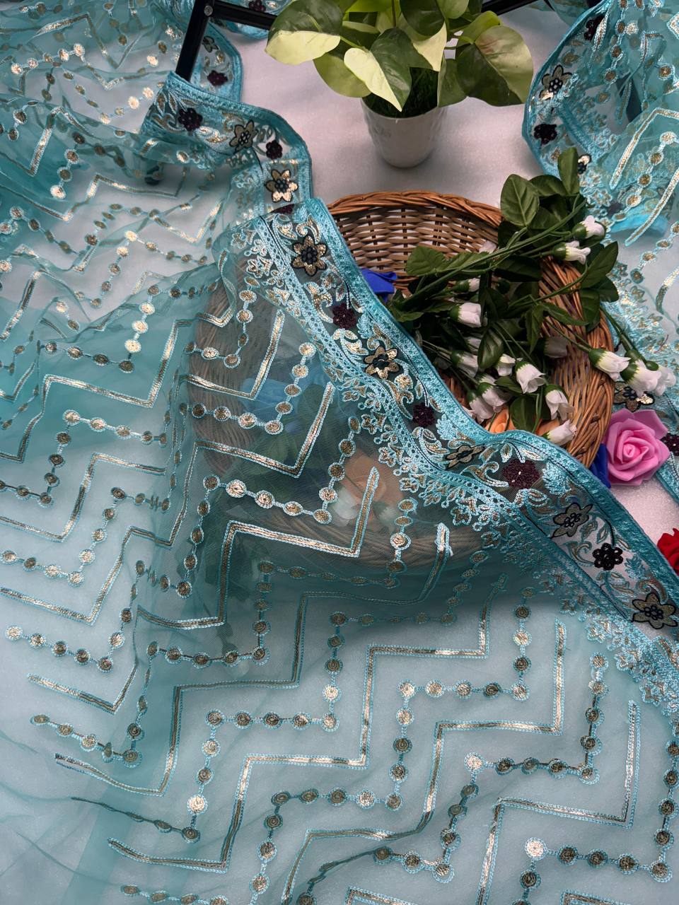 Amazing Designer Party Wear Butterfly Net Saree Collection.
