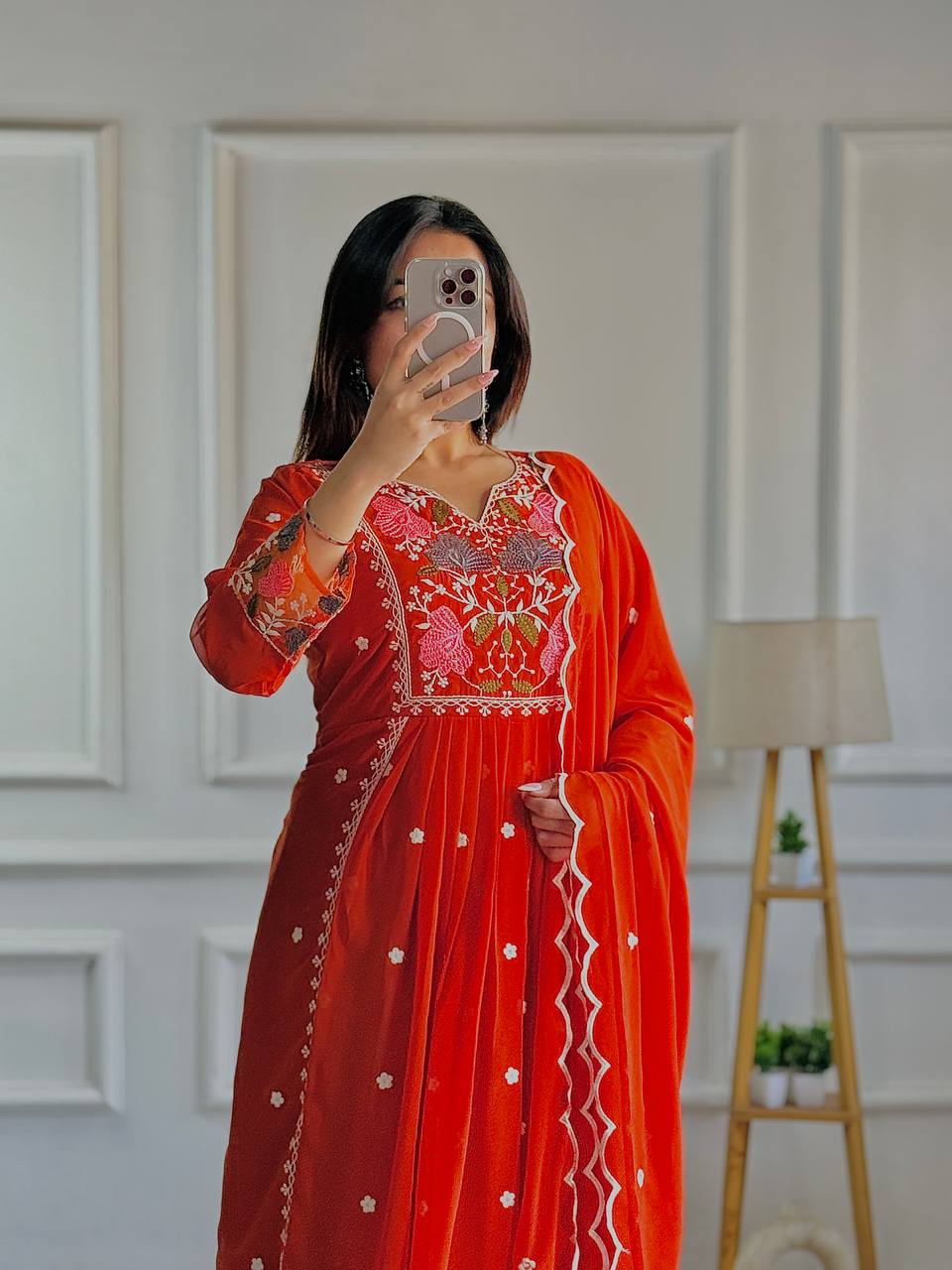 Beautiful Red Designer Trendy Outfit.