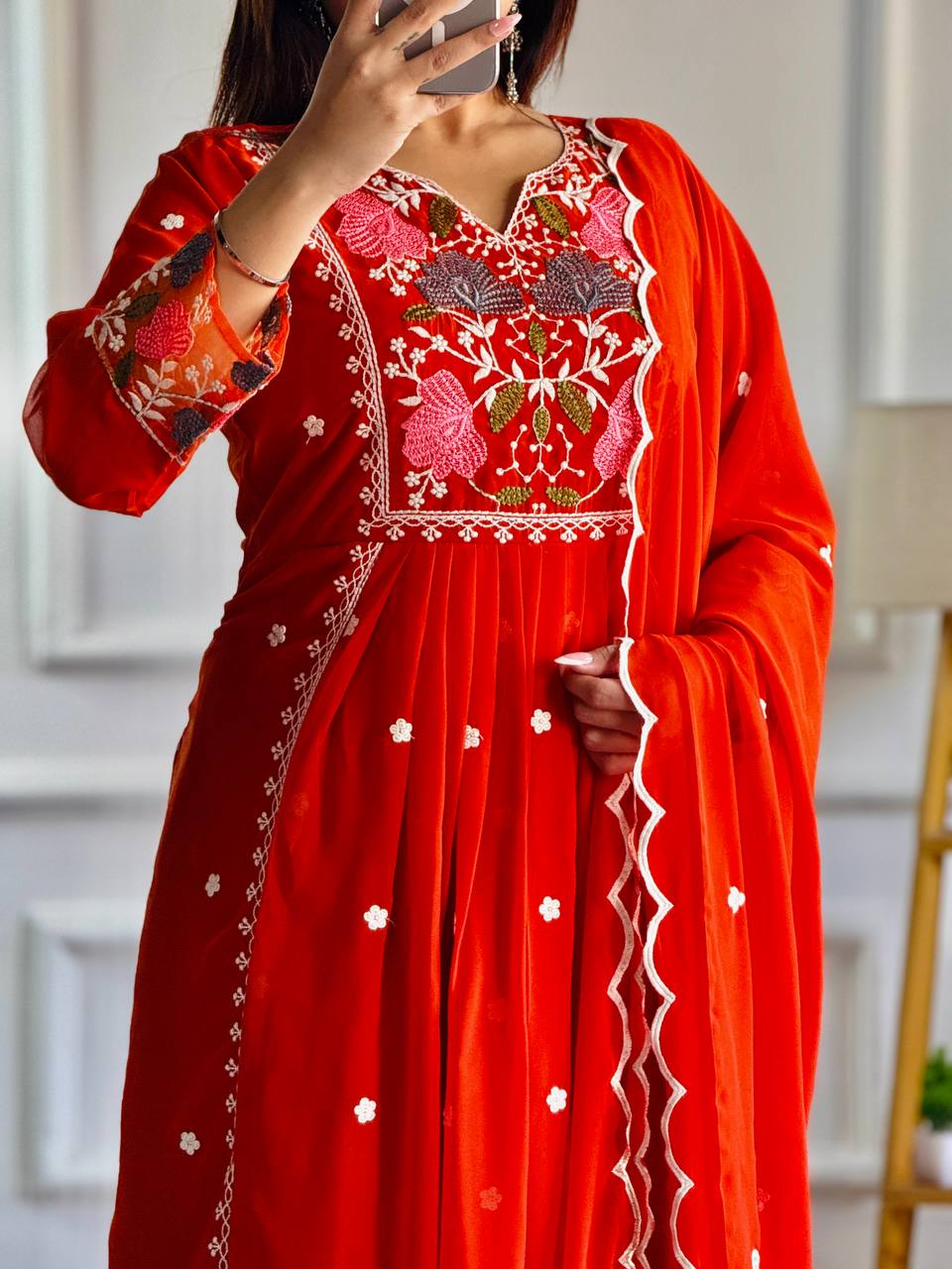 Beautiful Red Designer Trendy Outfit.
