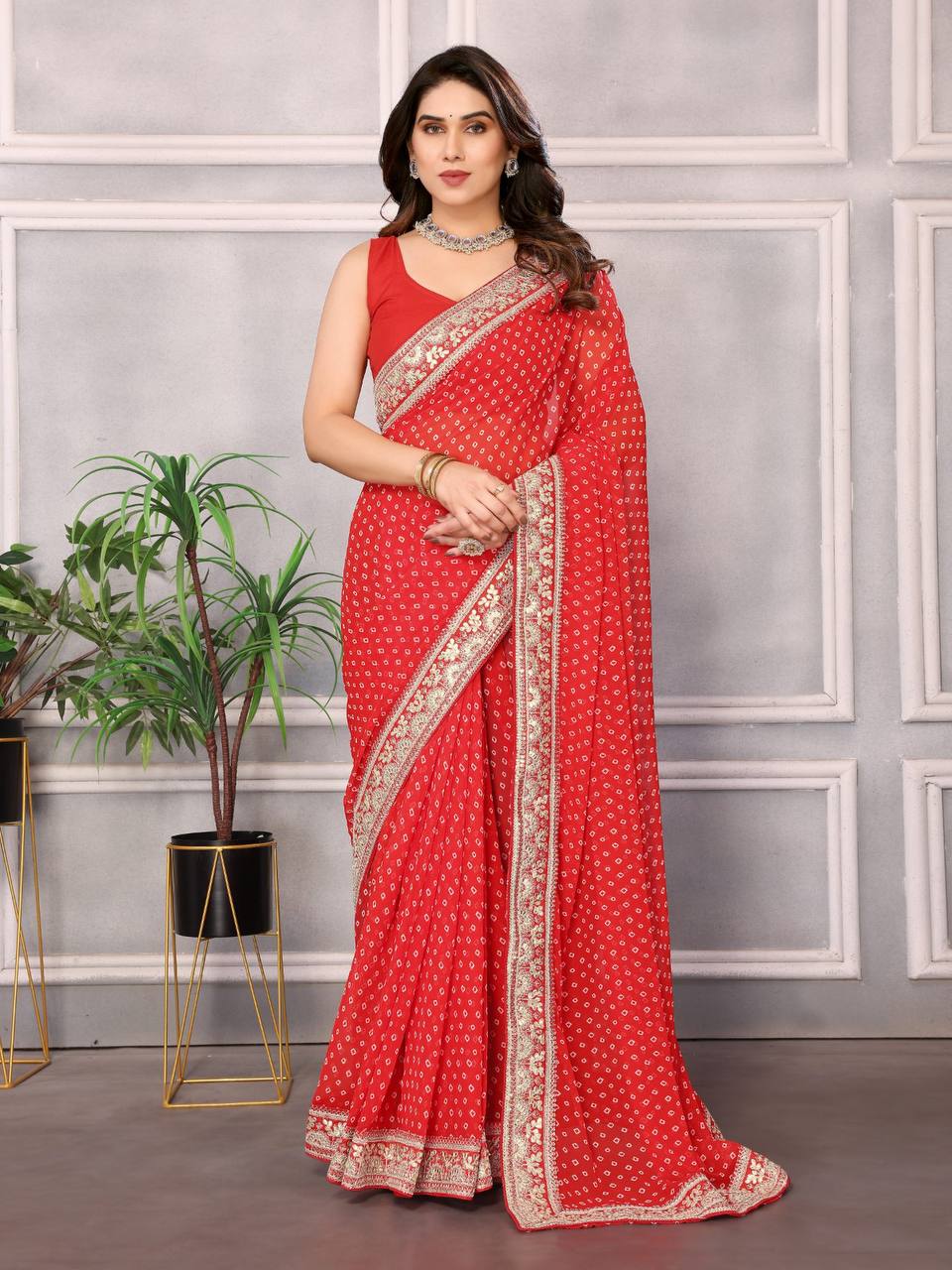 Beautiful Ocassions Wear Bandhni Special Saree.