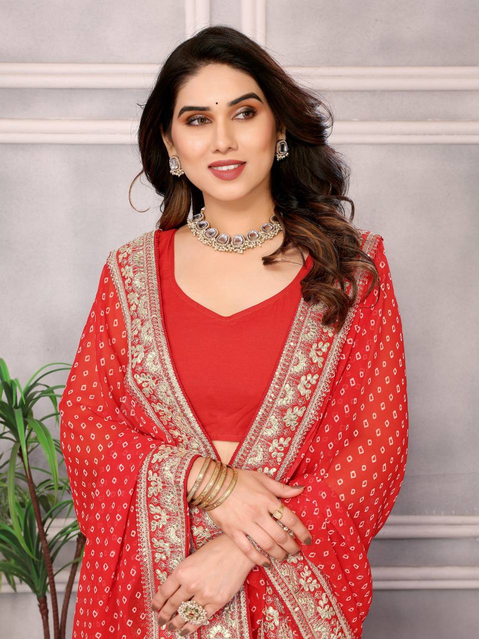 Beautiful Ocassions Wear Bandhni Special Saree.