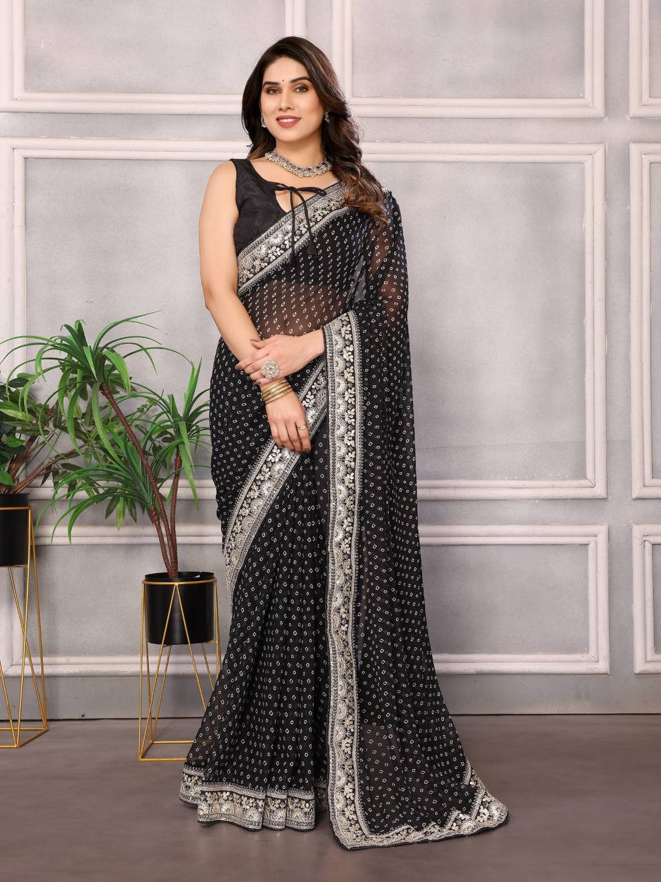 Beautiful Ocassions Wear Bandhni Special Saree.
