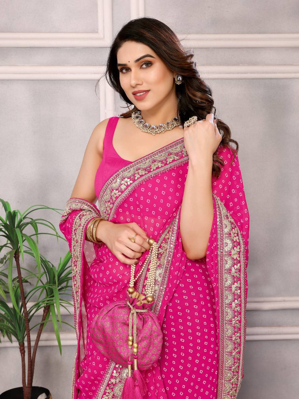 Beautiful Ocassions Wear Bandhni Special Saree.