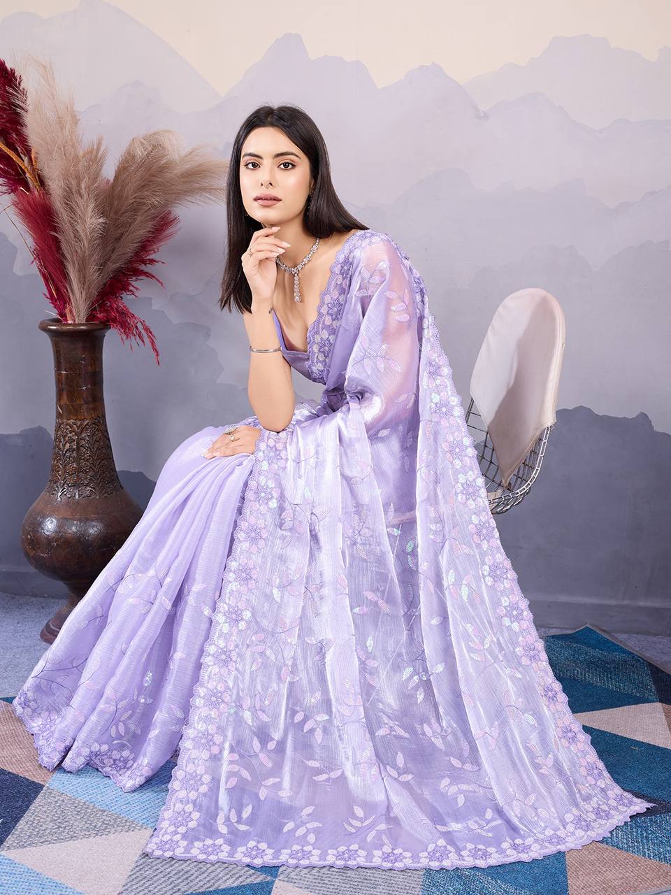 Amazing Designer Ocassion Wear Special Lavender Saree Collection.