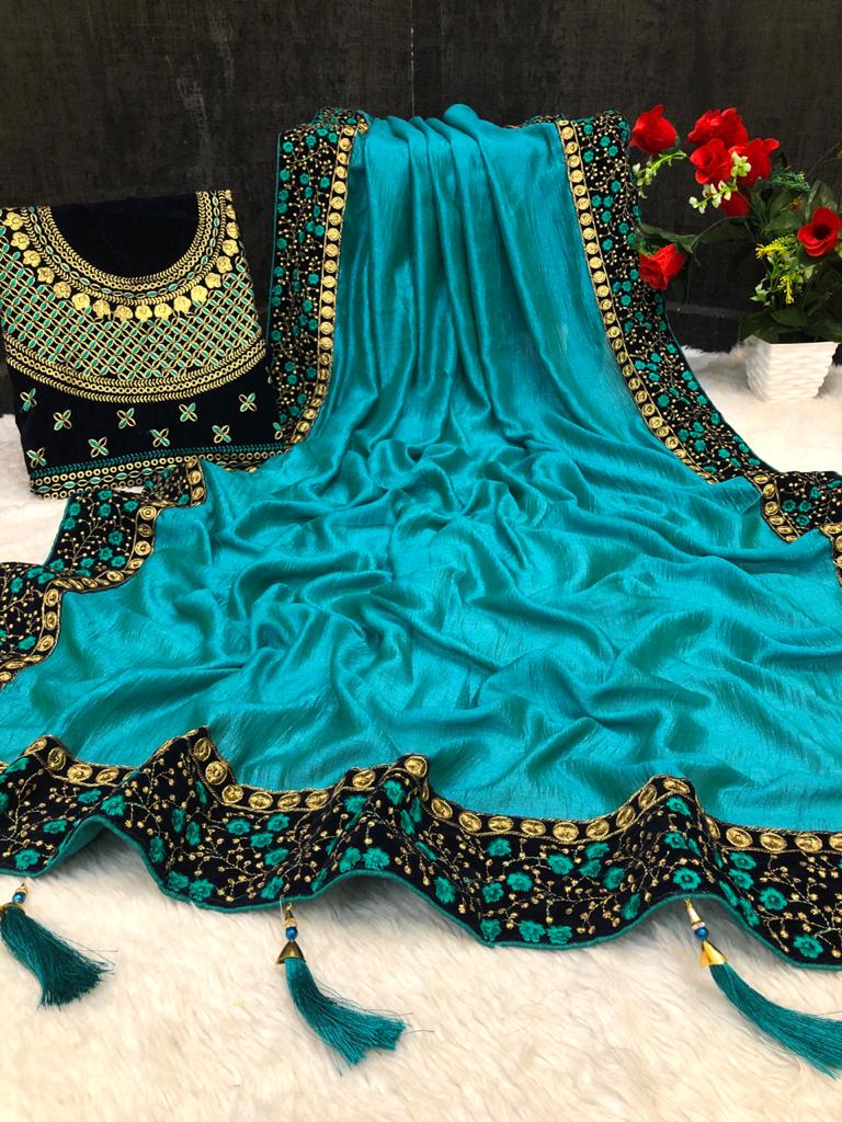 Premium quality Heavy Vichitra Silk Saree Collection.