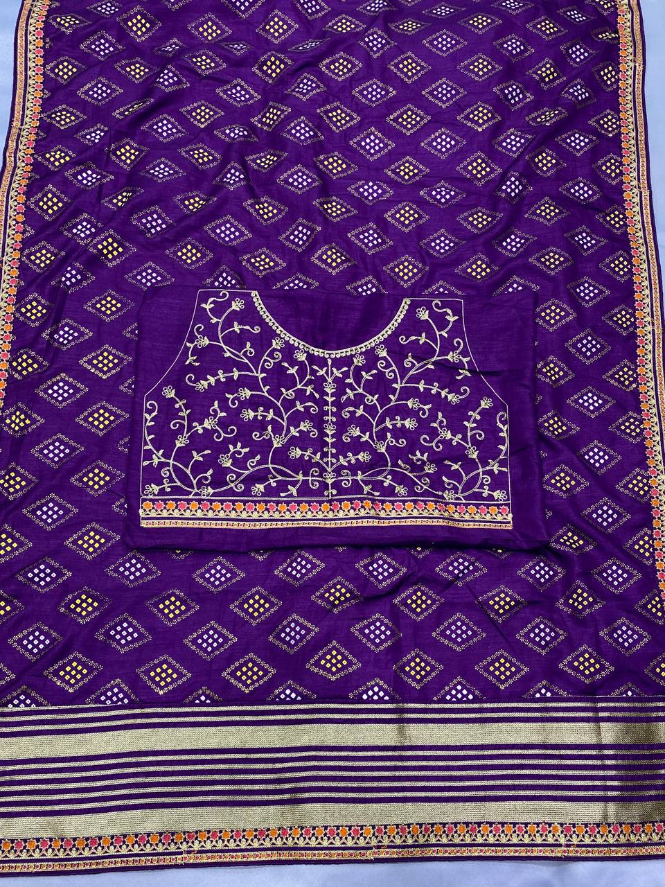 Purple Soft Vichitra Silk Saree Collection.