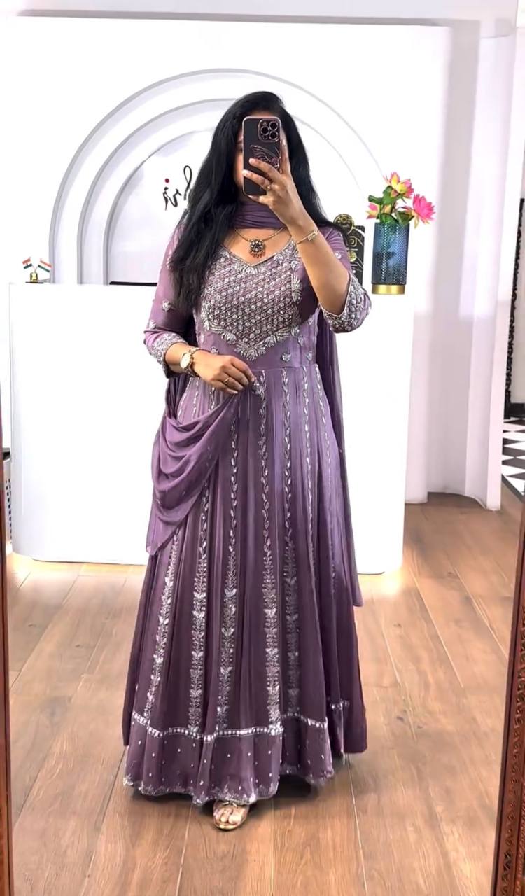 Latest Trendy Chinon Gown Collection.