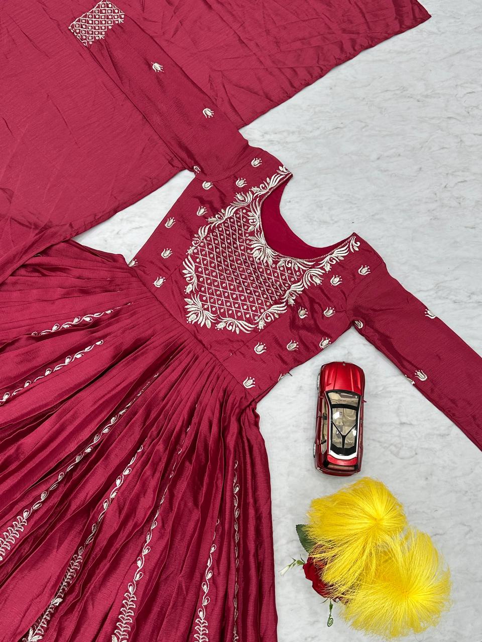 Most Pretty Designer Pink Chinon Gown Collection.