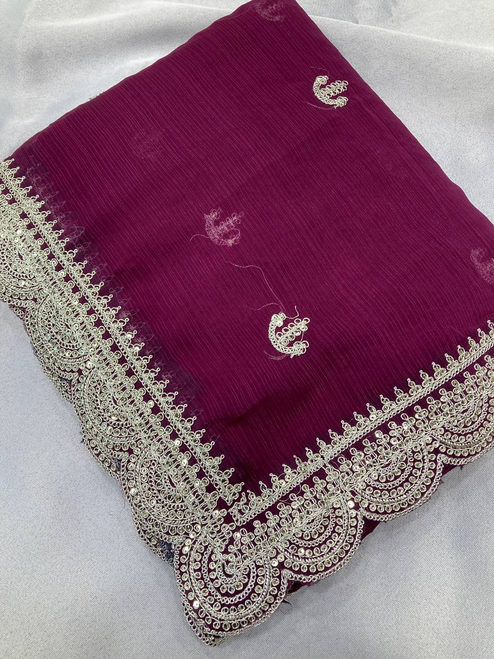 Wedding Special Premium Soft Zomato Chiffon Silk Saree.