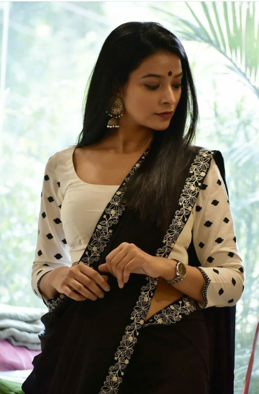 Amazing Designer Black Premium Soft Rangoli Silk Saree Collection.