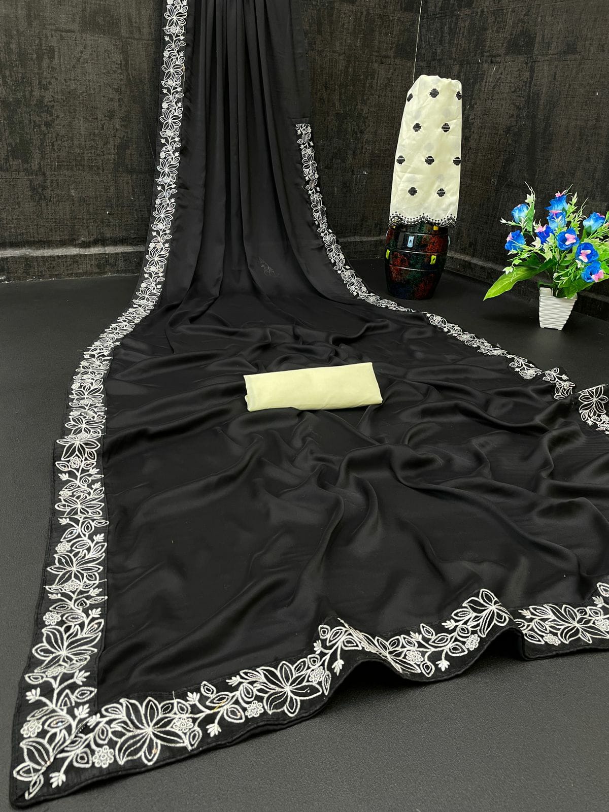 Amazing Designer Black Premium Soft Rangoli Silk Saree Collection.