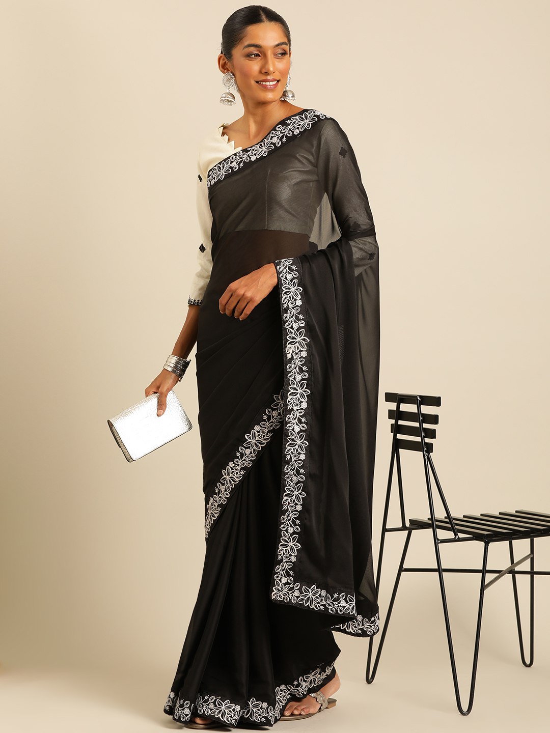 Amazing Designer Black Premium Soft Rangoli Silk Saree Collection.