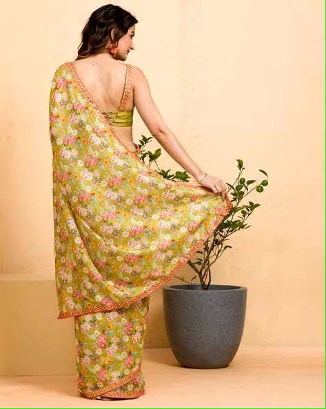 Elegant Casual Function Special Soft Chinon Silk Saree Collection.