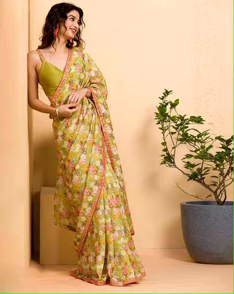 Elegant Casual Function Special Soft Chinon Silk Saree Collection.