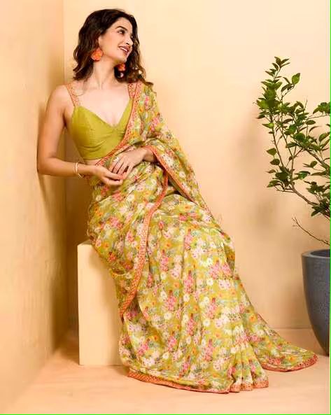 Elegant Casual Function Special Soft Chinon Silk Saree Collection.
