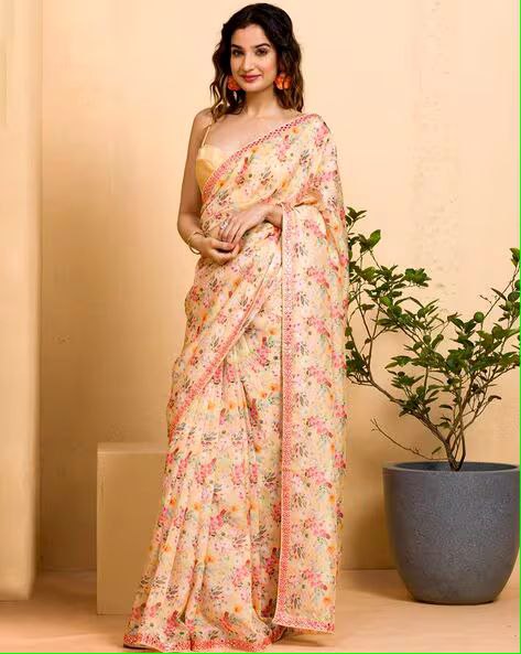 Pretty Soft Chinon Silk Saree Collection.