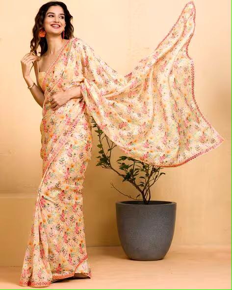 Pretty Soft Chinon Silk Saree Collection.