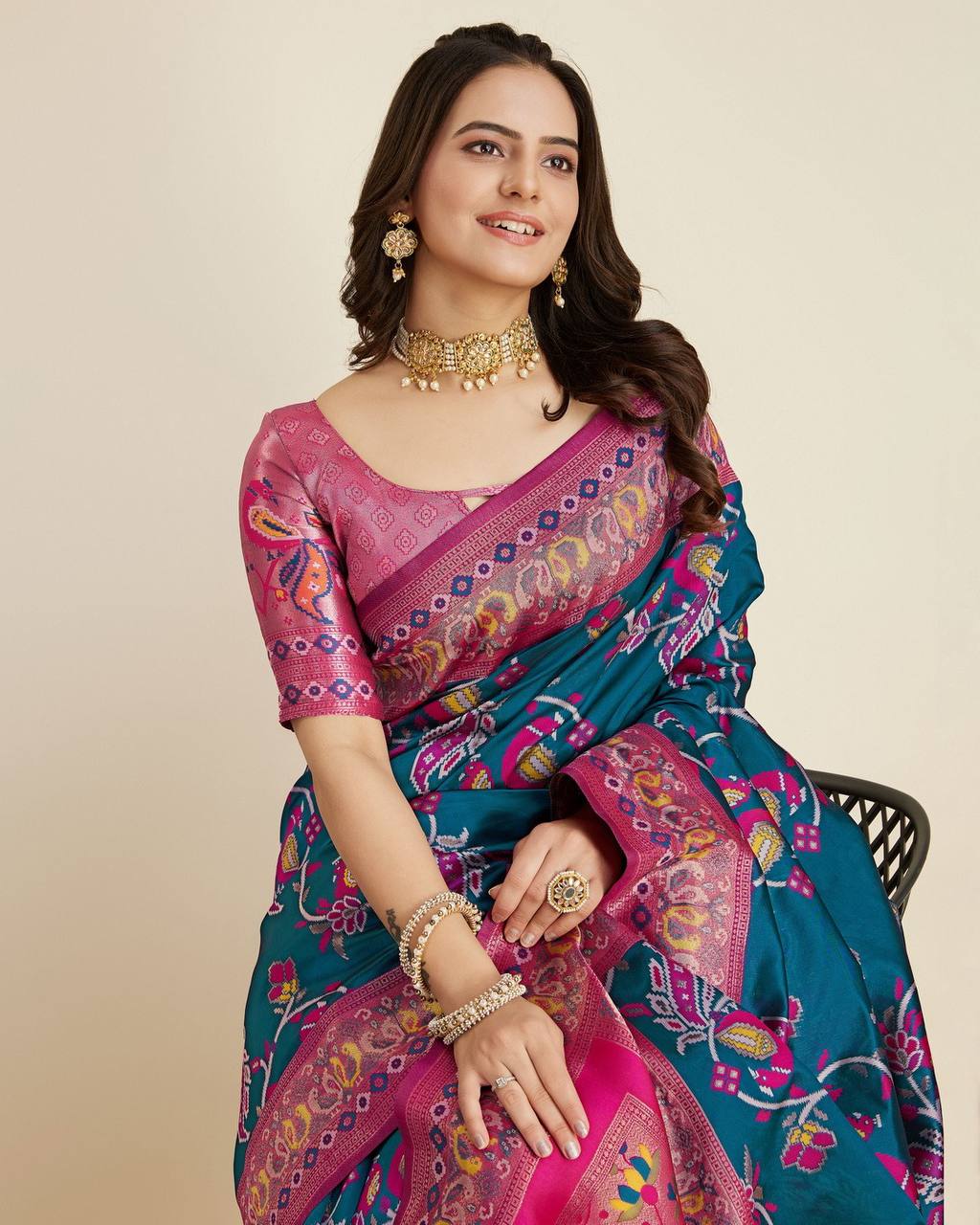 Occasions Wear Special kanjivaram Silk Peocock Color Saree.
