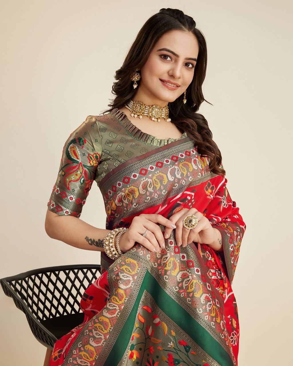 Wedding Seasons Special Kanjivaram Silk Red Color Saree.