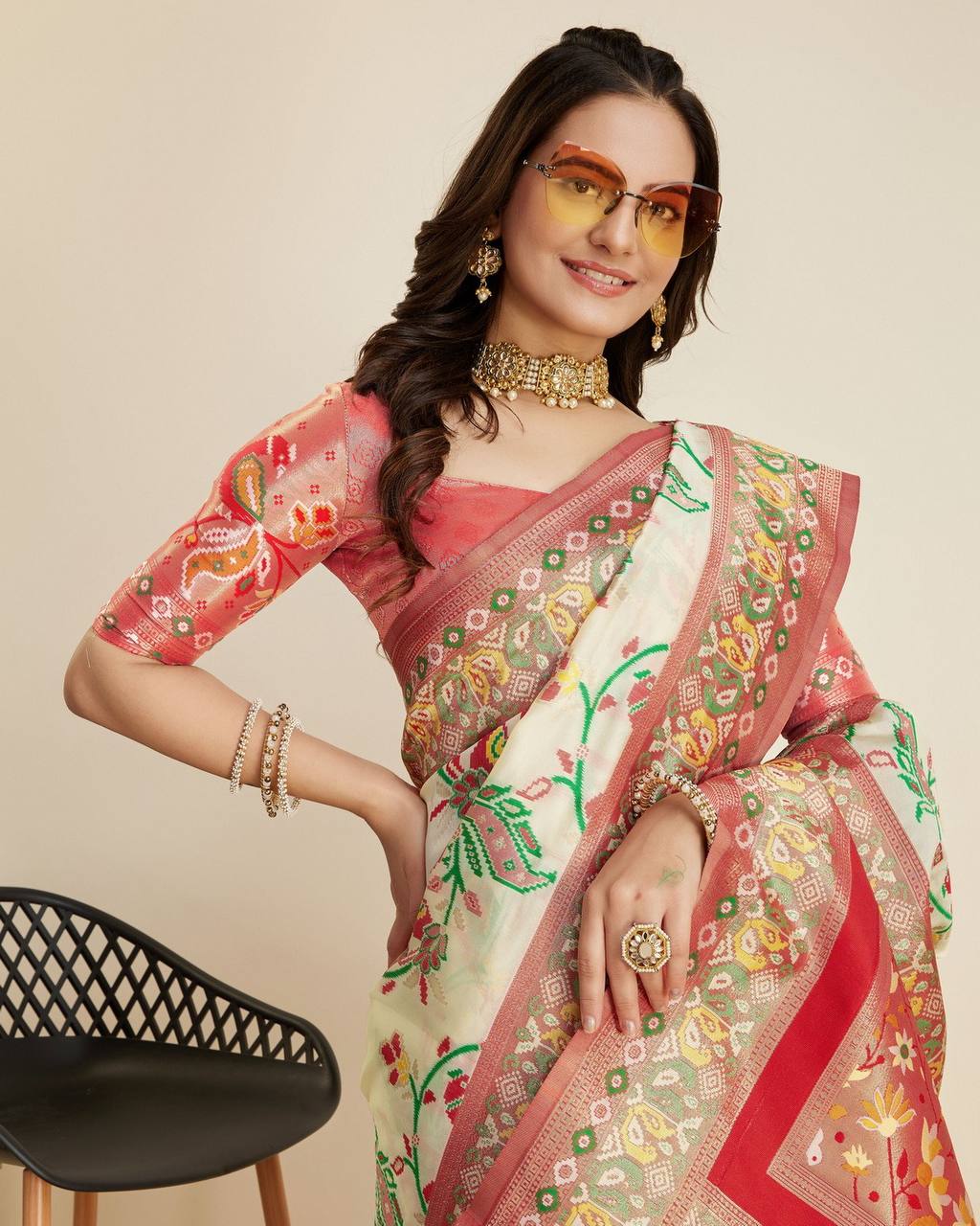Latest New Designer Special Kanjivaram Silk White Saree.