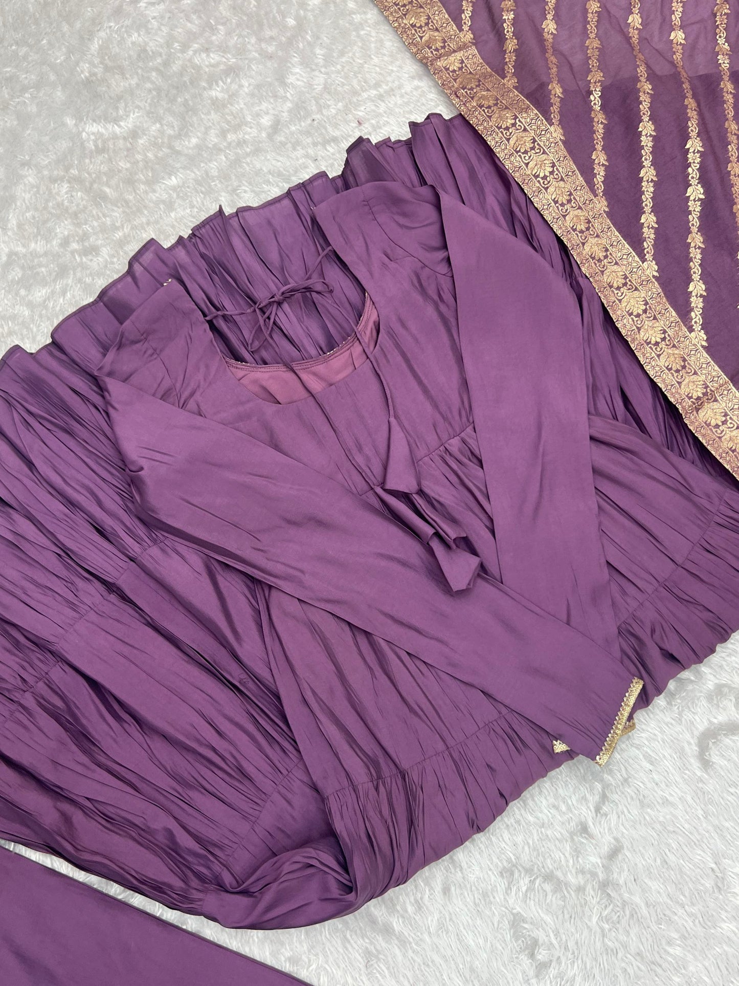 New Designer Mauve Purple Full Flaired Gown Collection.