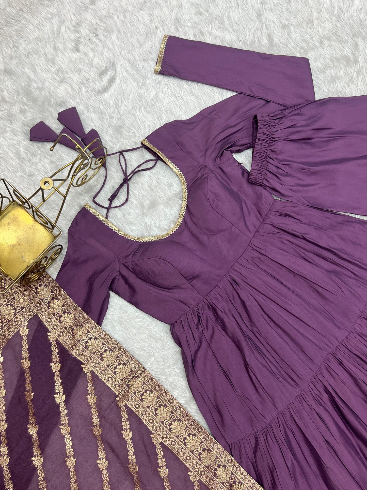 New Designer Mauve Purple Full Flaired Gown Collection.