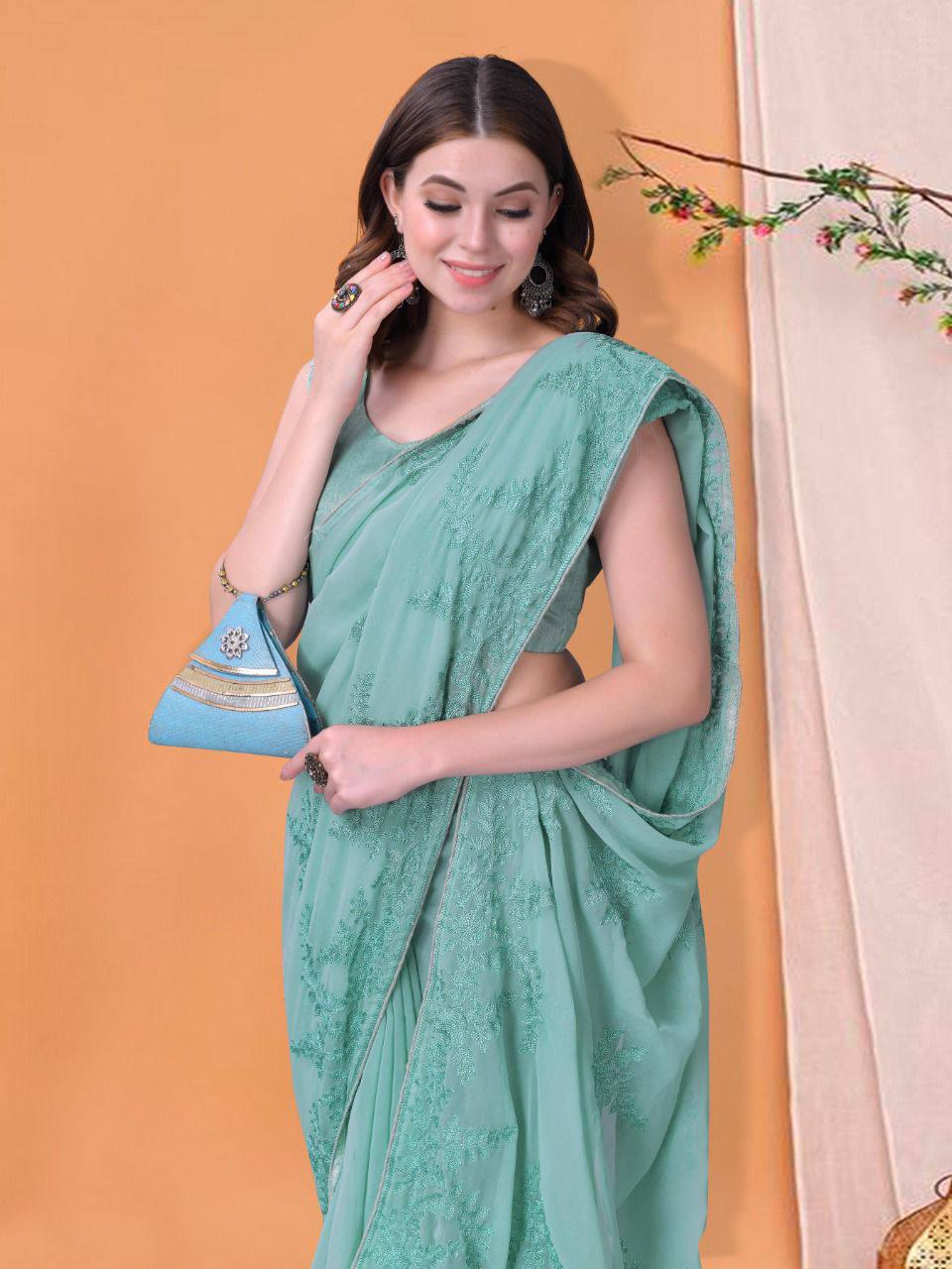 New Collection Premium Georgette Party Wear Designer Saree.