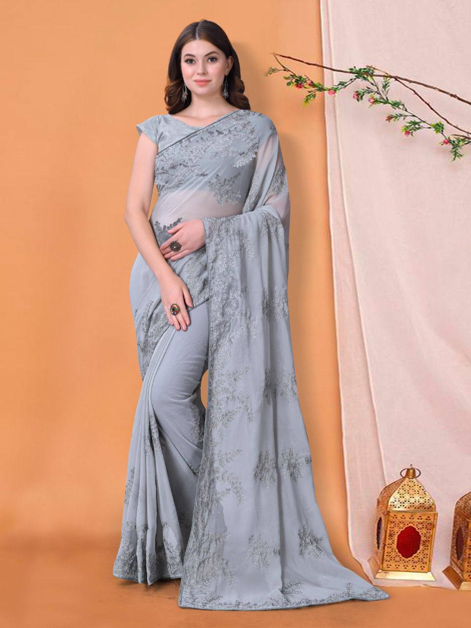 Latest New Collection Premium Georgette Party Wear Designer Saree.