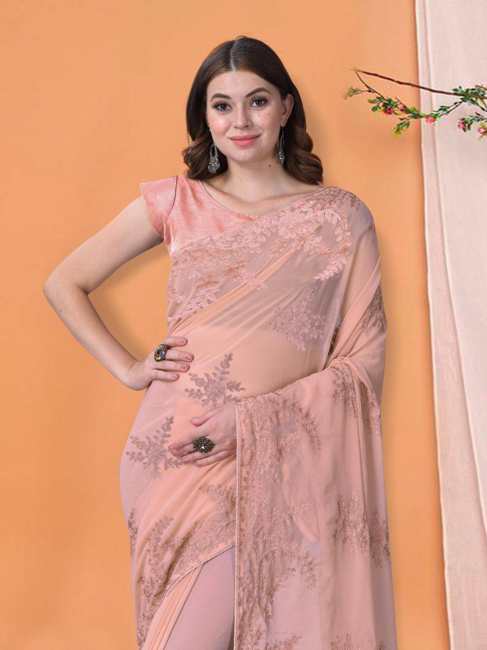 Preety Party Wear Designer Premium Georgette Saree.