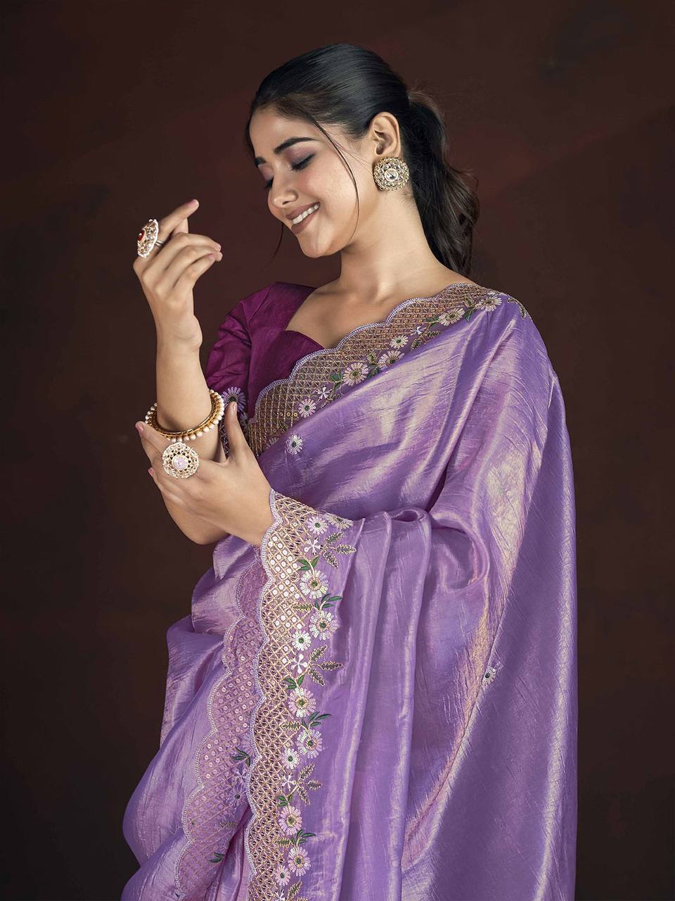 Best Designer Wedding Wear Special Gold Crunchy Saree Collection.