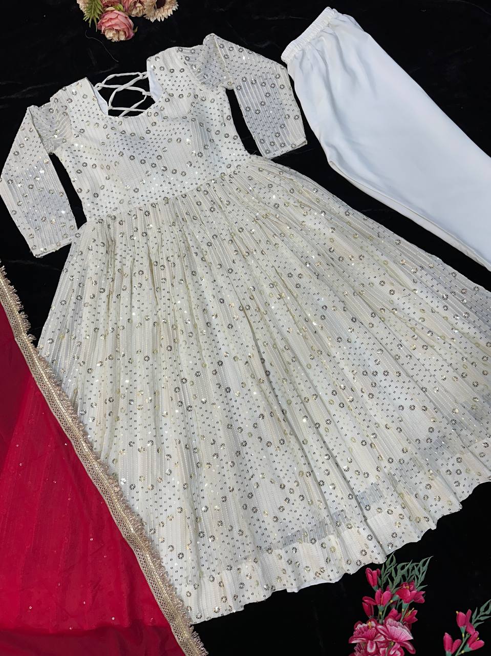 Most Pretty White Premium Faux Georgette Gown Collection.