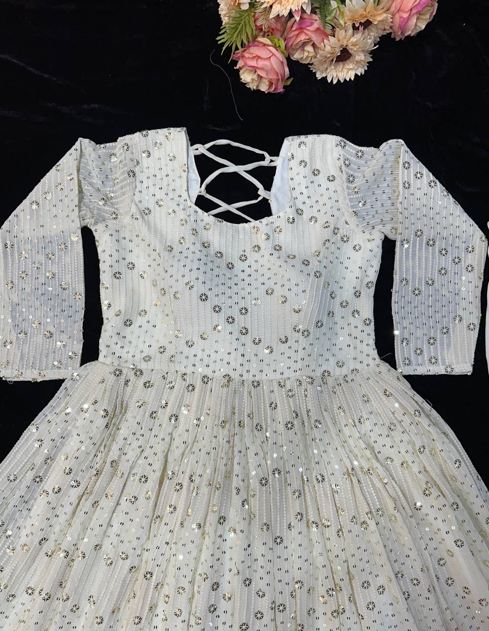 Most Pretty White Premium Faux Georgette Gown Collection.