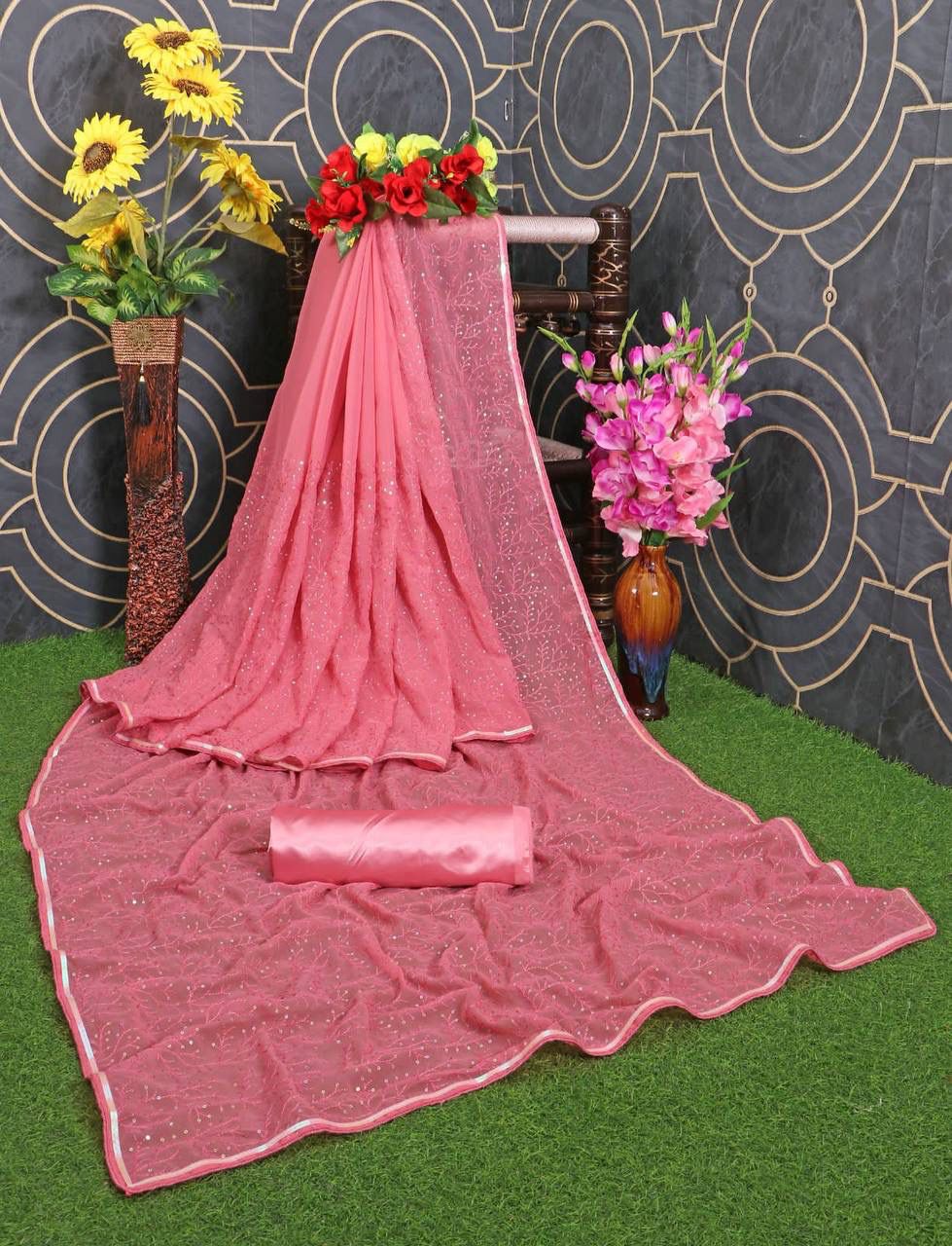 Beautiful Premium Soft Georgette Sequence Saree.