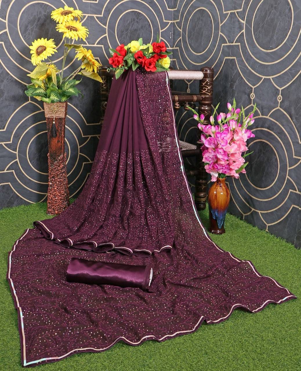 Latest Premium Soft Georgette Sequence Saree.
