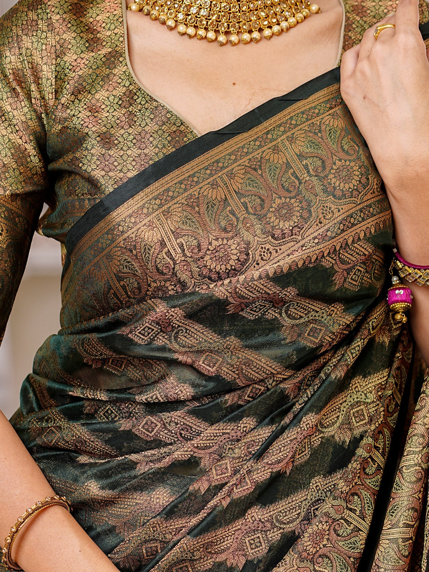 Amazing Designer Green Colour Pure Organza Saree.