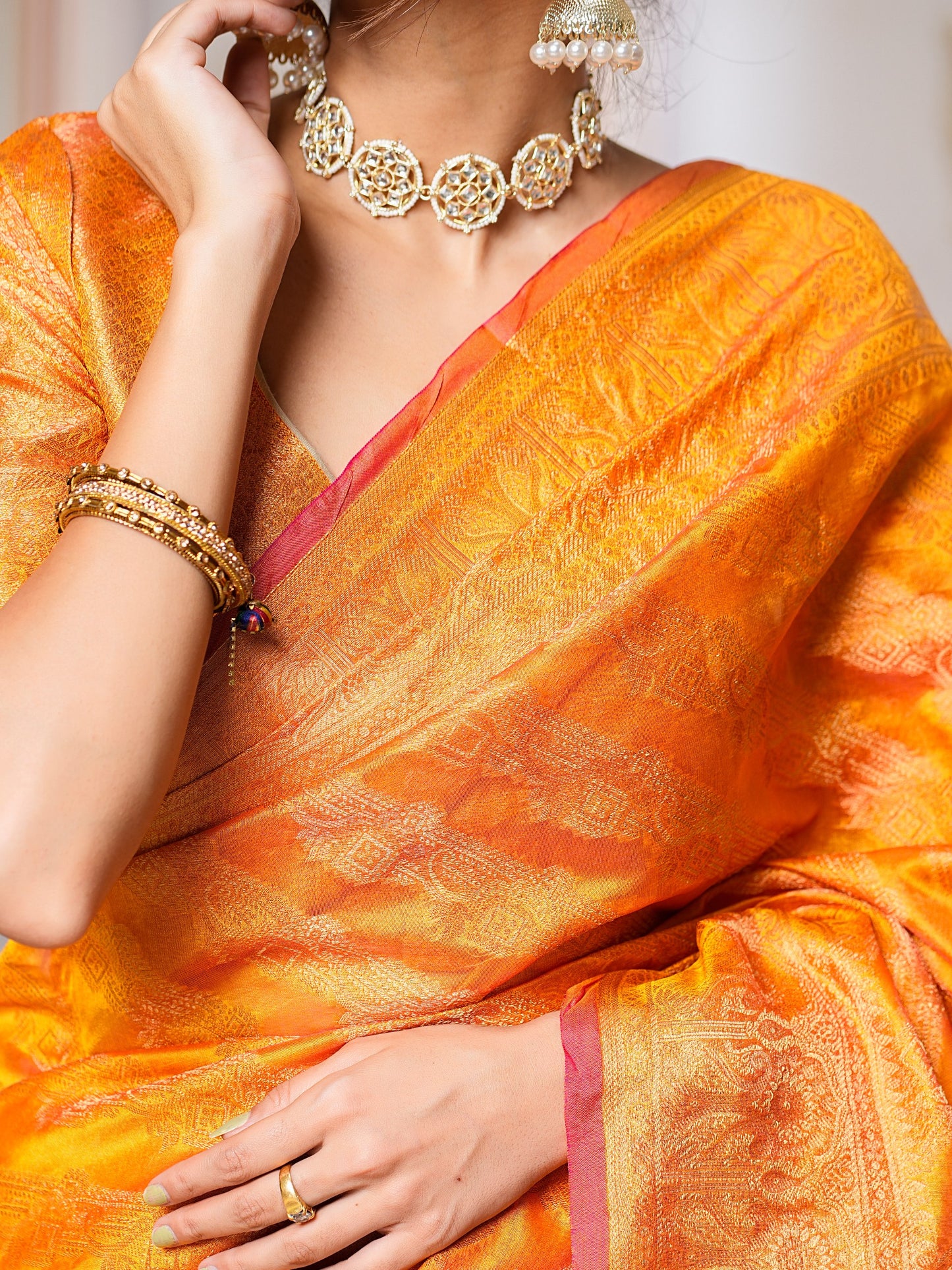 Haldi Functions Special Organza Saree Collection.