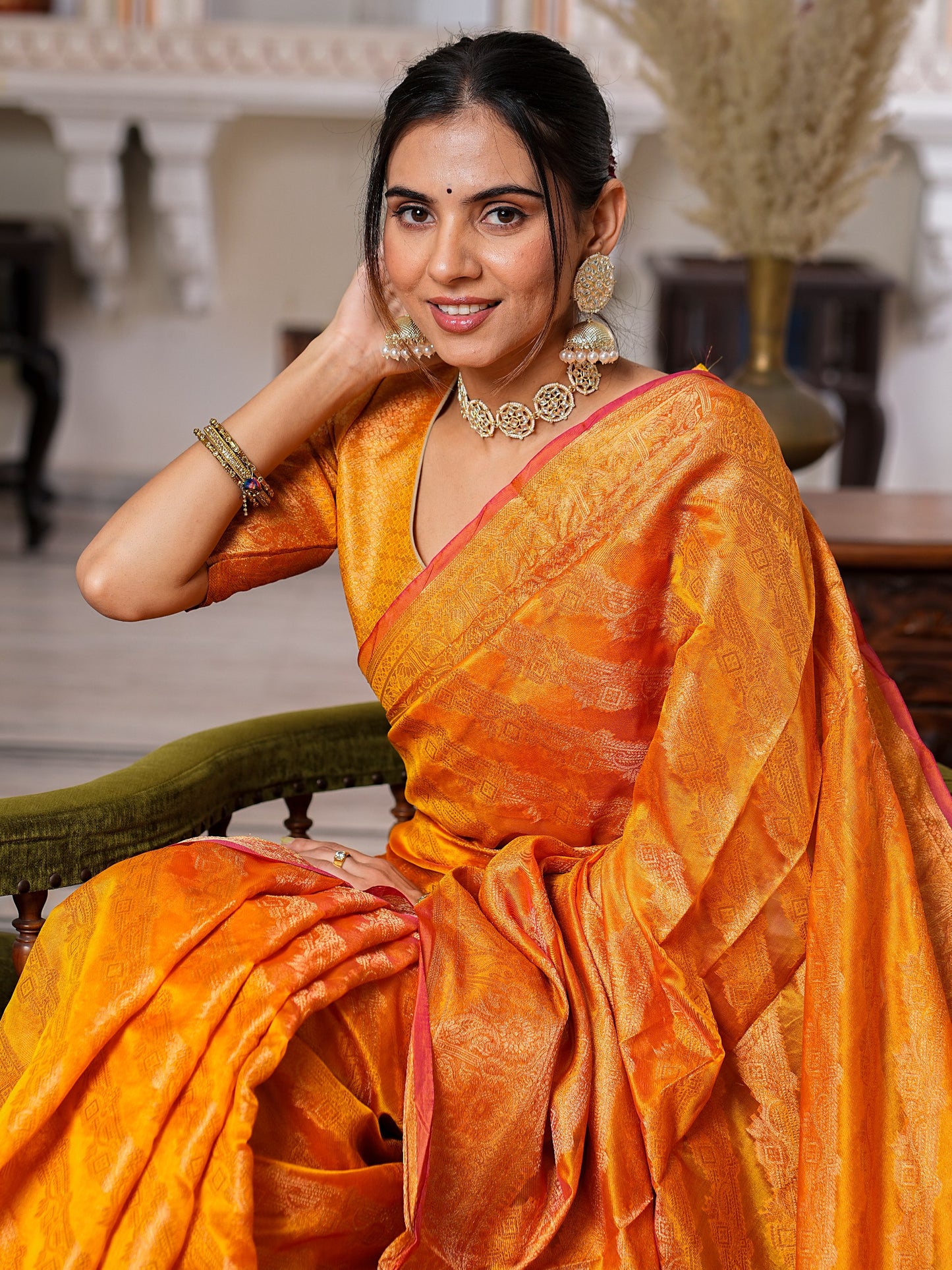 Haldi Functions Special Organza Saree Collection.