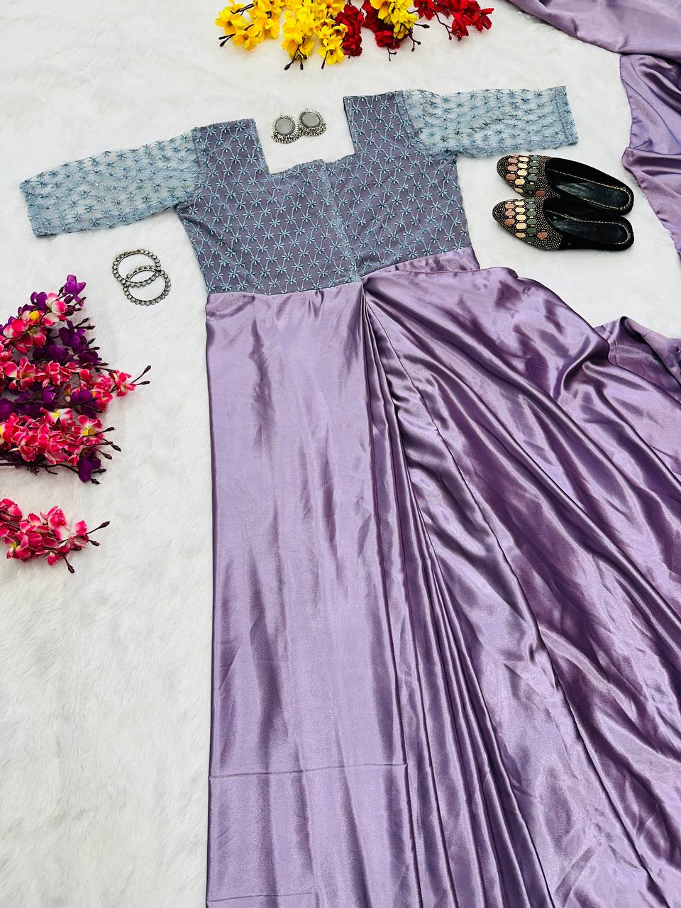 Latest Most Trendy Gown Saree Collection.