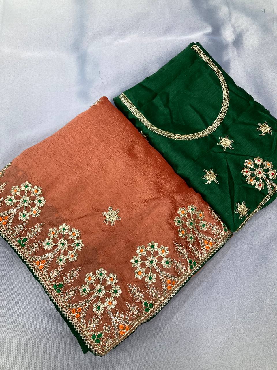 Latest Designer Two Tone Soft Silk Saree Collection.