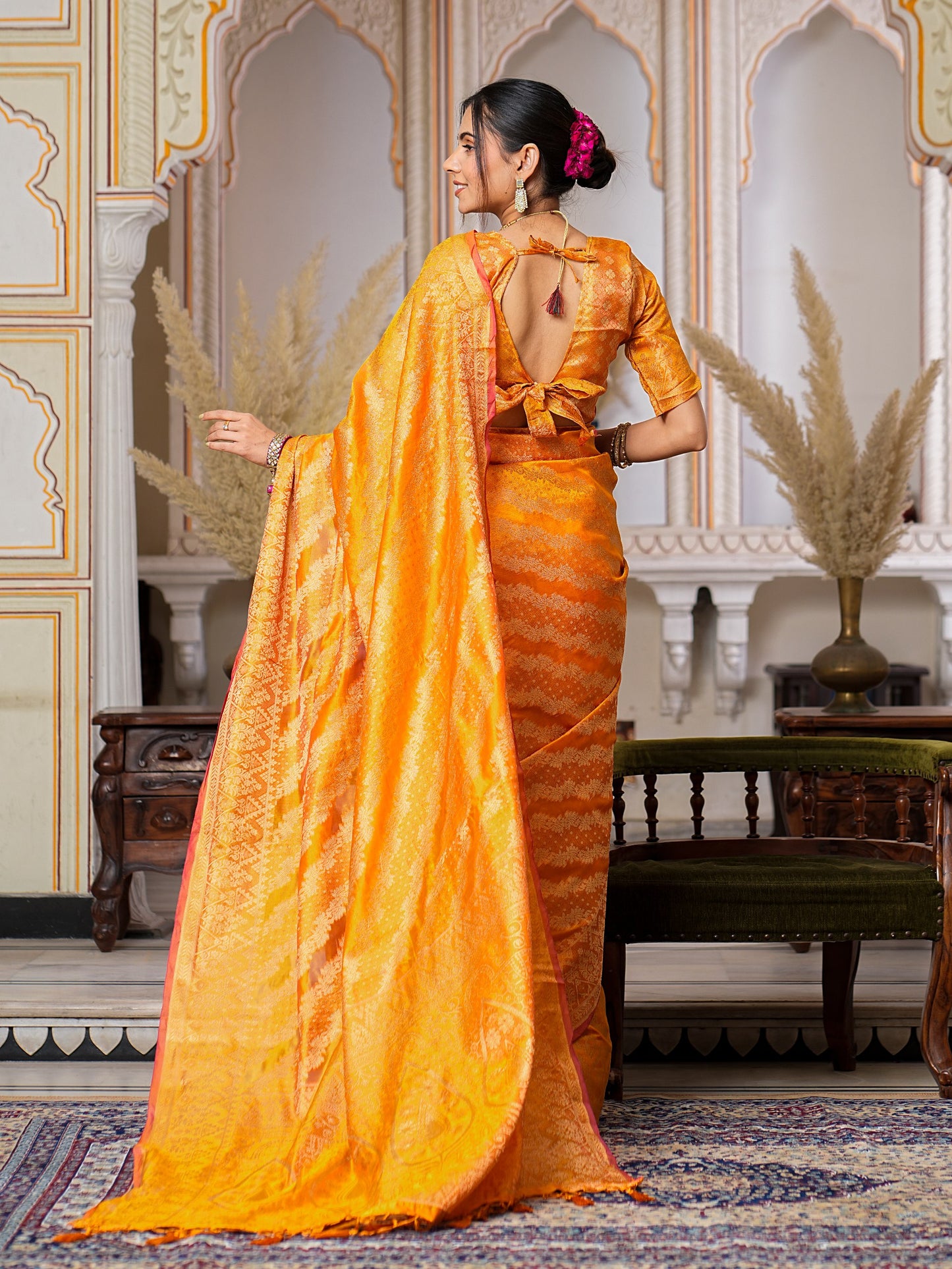Haldi Ceremony Function Special Designer Pure Organza Saree.