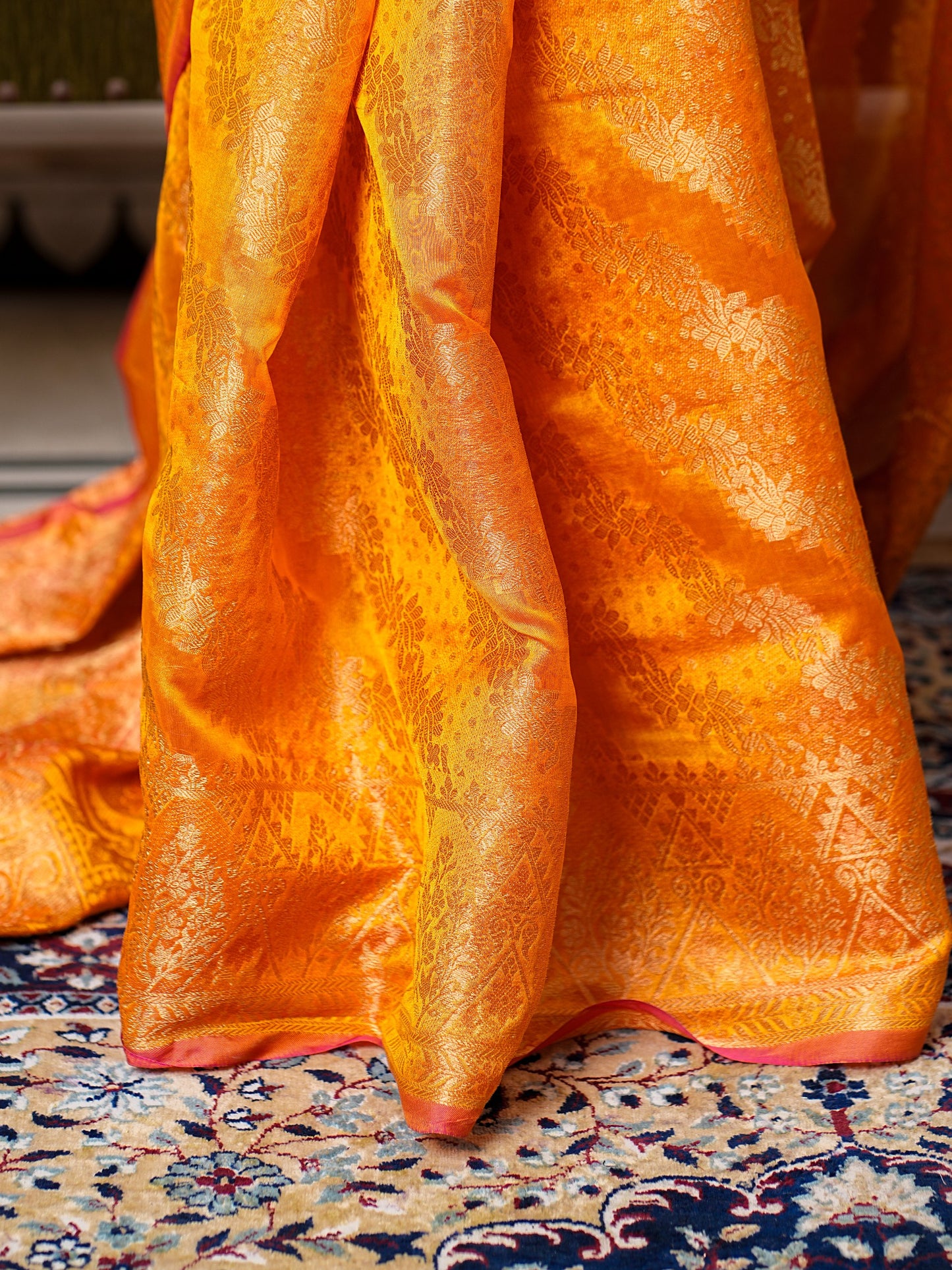 Haldi Ceremony Function Special Designer Pure Organza Saree.