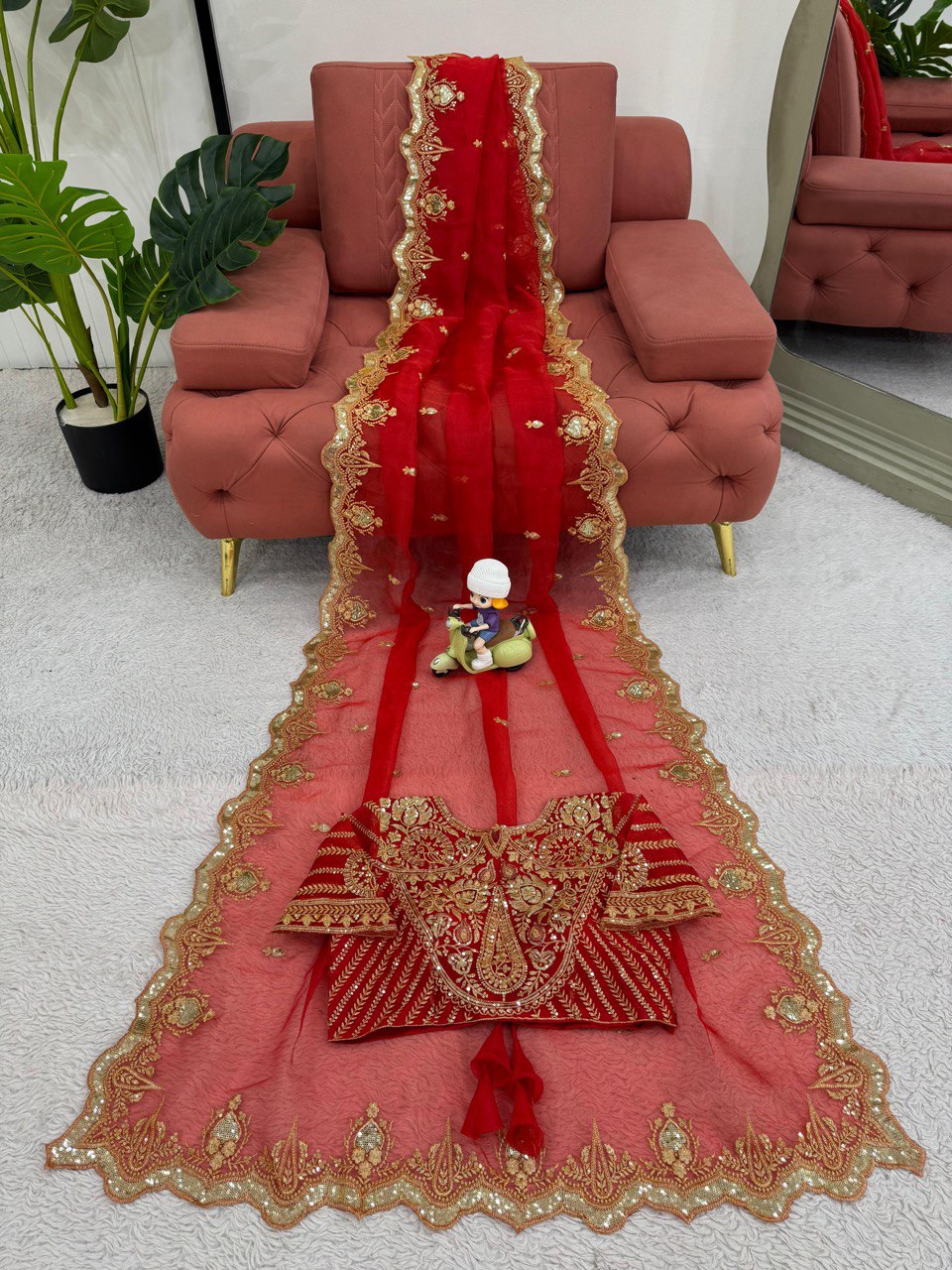 Latest Designer Pretty Red Organza Silk Saree Collection.