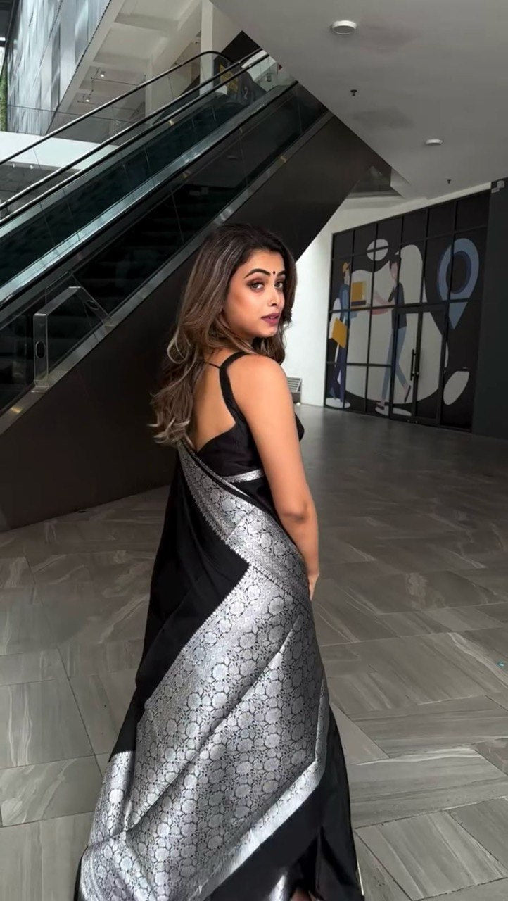 Party Wear Special New Black Kota Silk Saree Collection.